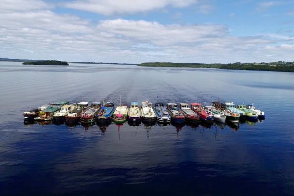 Boat pontoon on River Shannon